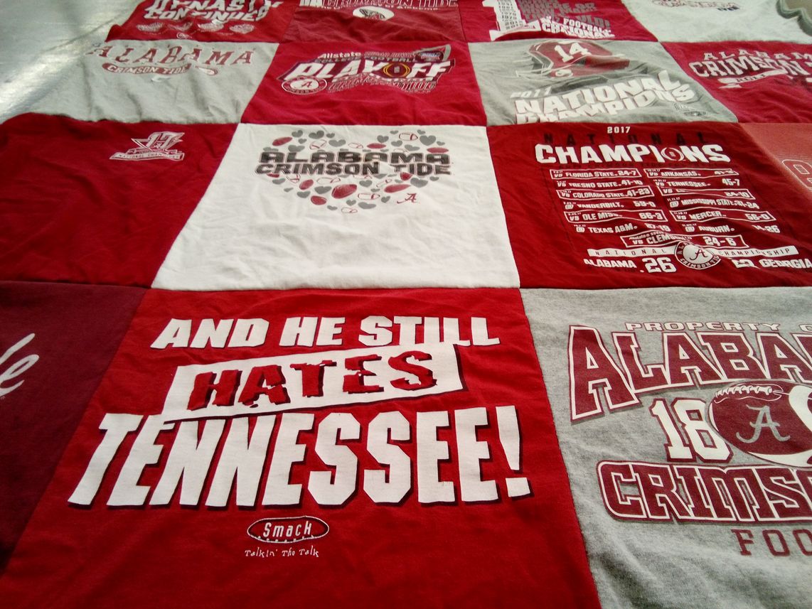 T-shirt quilt featuring alabama crimson tide football by Carol from TN