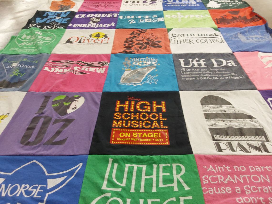 T-shirt quilt from cloquet high school, luther college by Dan from MN
