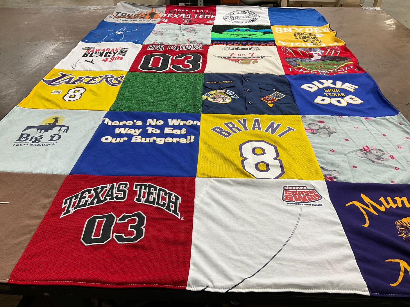 T-shirt quilt featuring los angeles lakers, texas tech raiders by Trent from TX