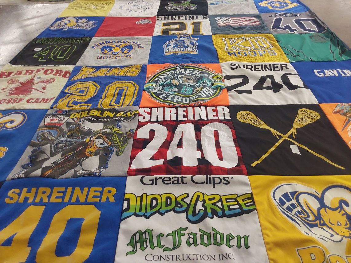 T-shirt quilt featuring dublin university rams, shreiner university lacrosse by Tina from PA