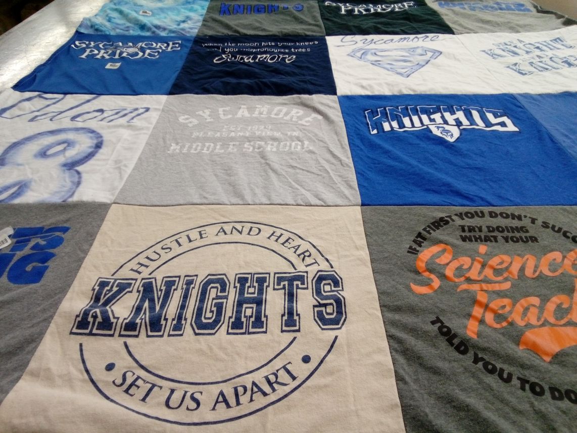 T-shirt quilt featuring sycamore knights by Carlton from TN