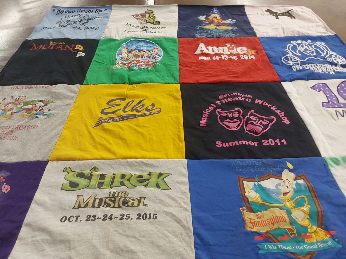 T-shirt quilt from mac-haydn theatre workshop by Billie from NY