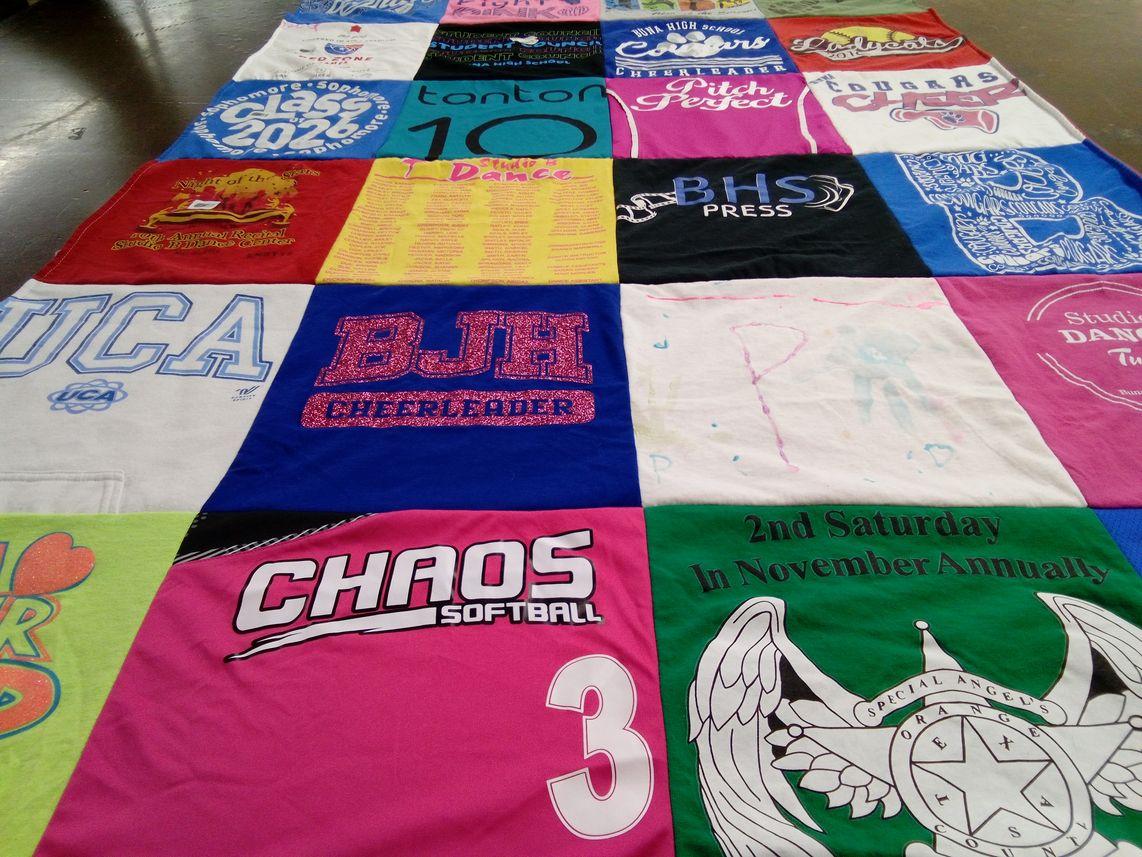 T-shirt quilt featuring benton high school cheerladers, uga cougars by Rissa from TX