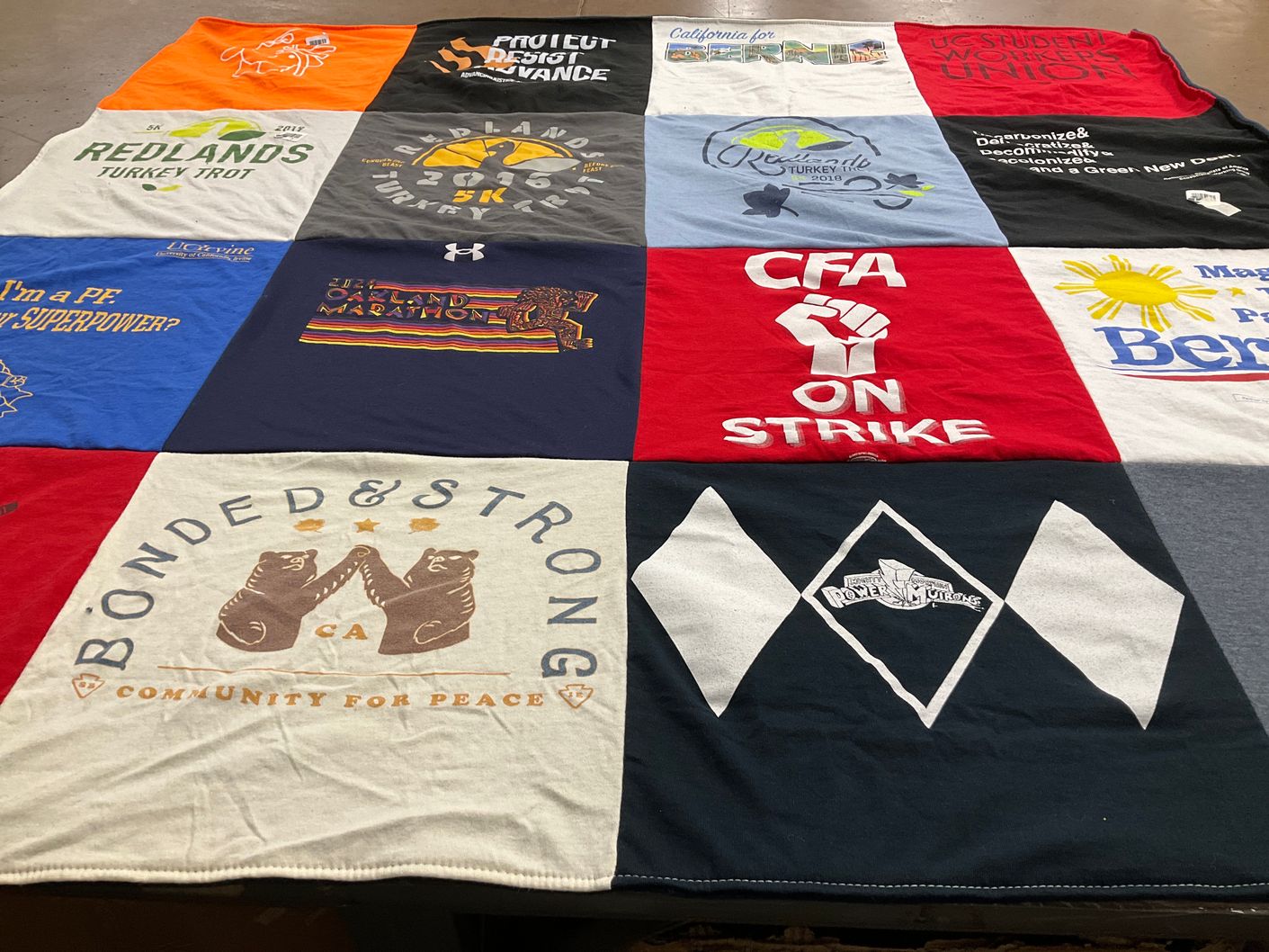 T-shirt quilt from university of california by Elaine from CA