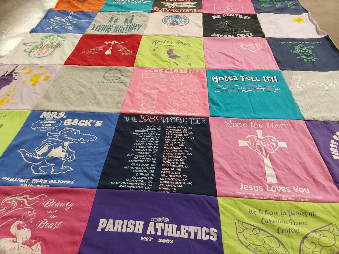 T-shirt quilt from sycamore creek elementary by Julie from NC