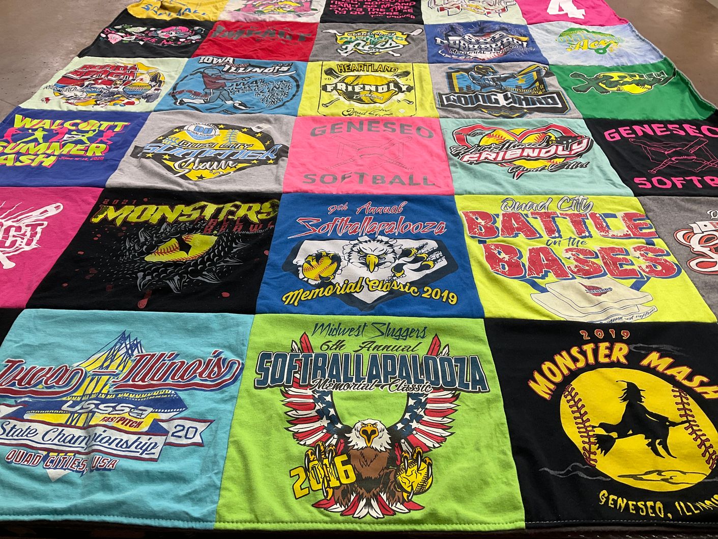 T-shirt quilt featuring geneseo high school softball by Jill from IL