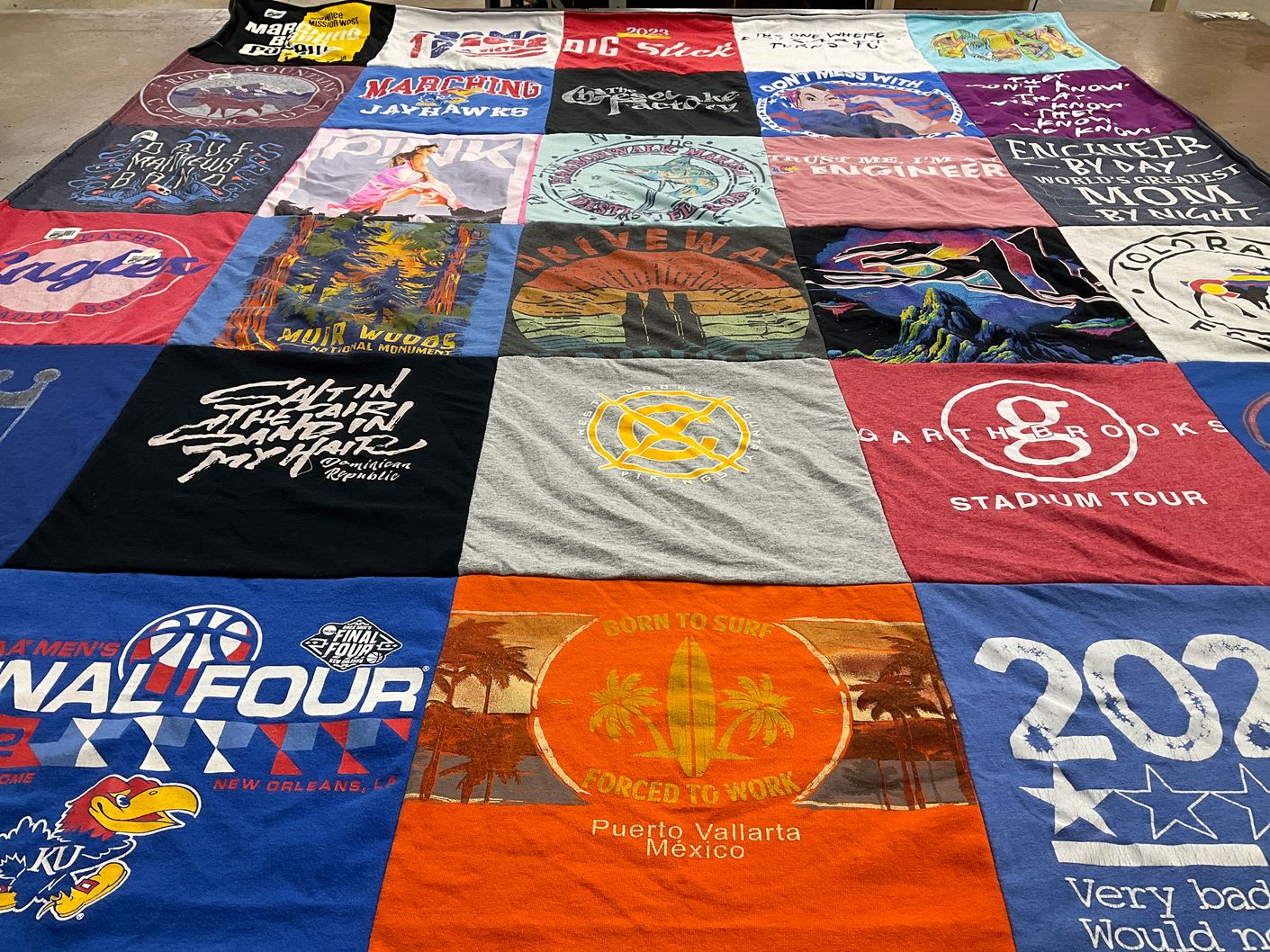 T-shirt quilt featuring university of kansas jayhawks by Elizabeth from KS