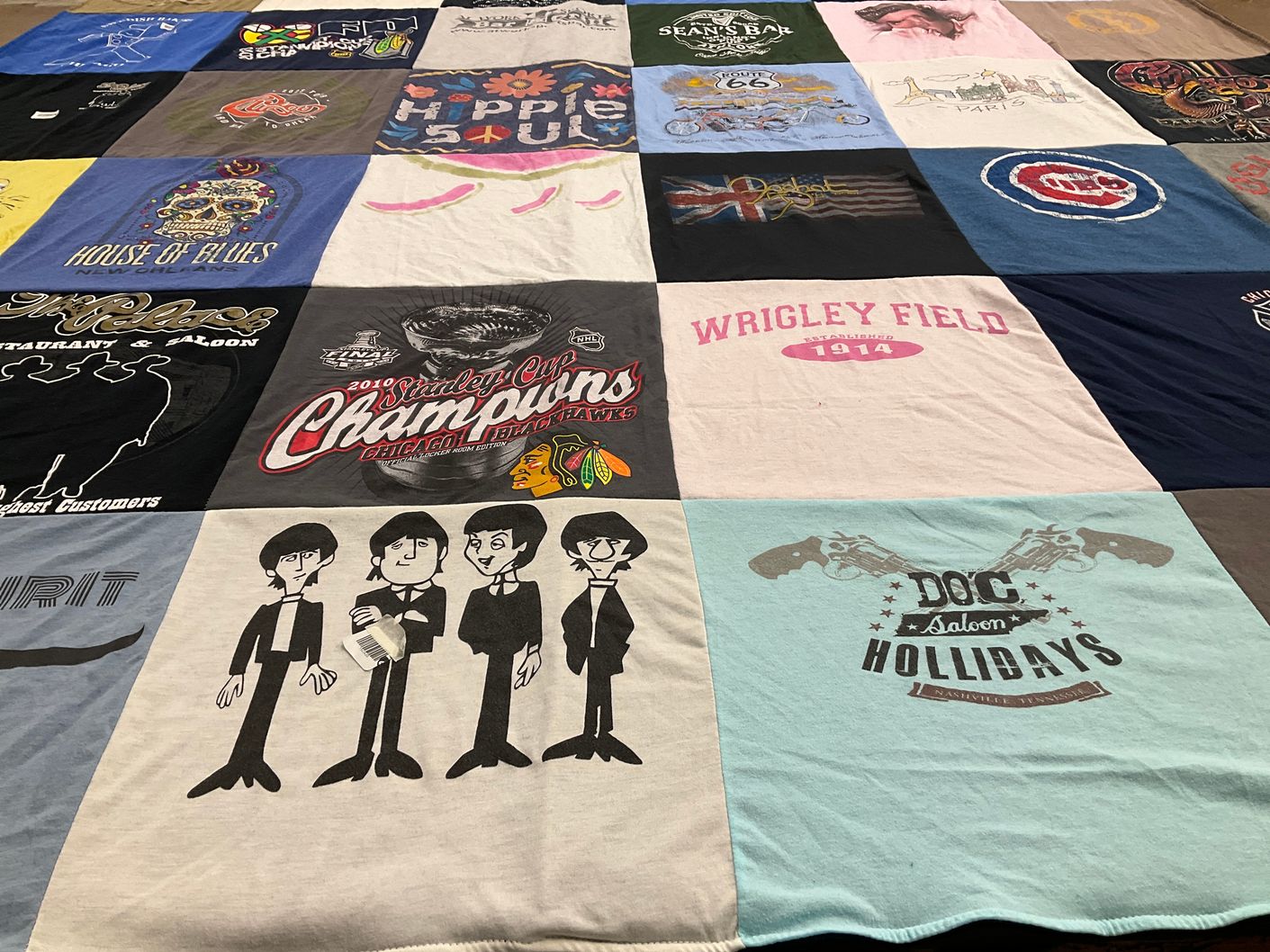 T-shirt quilt featuring chicago blackhawks by Priscilla from IL