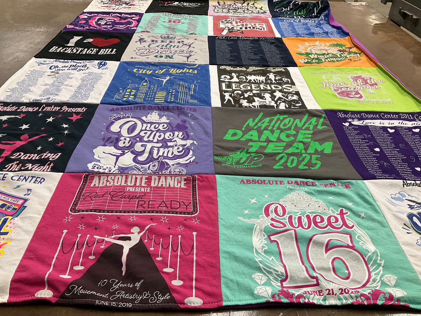 T-shirt quilt featuring national dance team by Jennifer from NJ