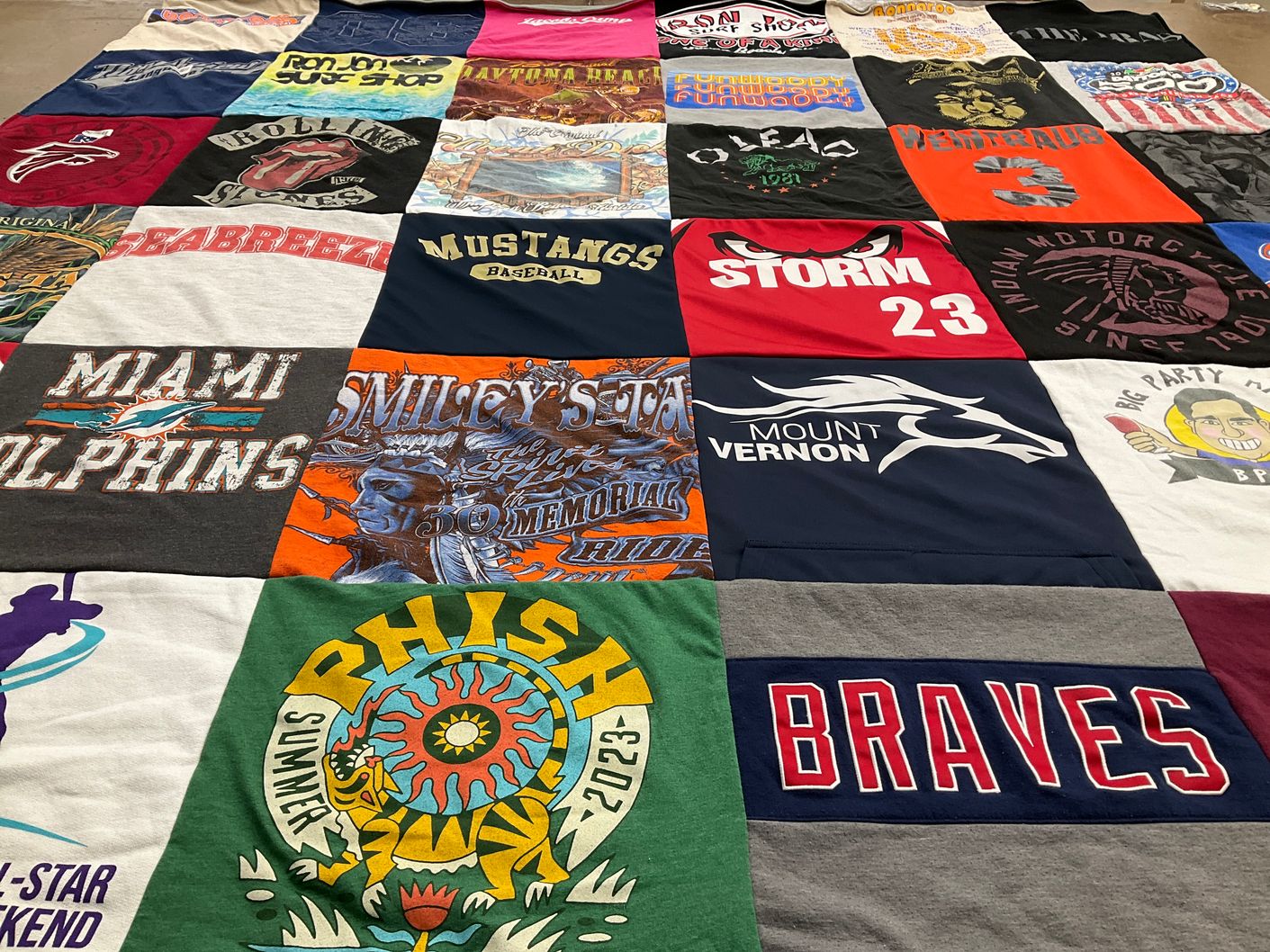 T-shirt quilt featuring miami dolphins, mustangs baseball by Deena from GA