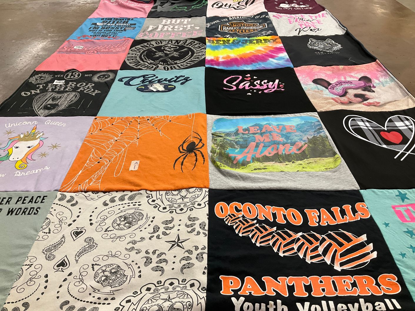 T-shirt quilt featuring oconto falls panthers by stacey from WI