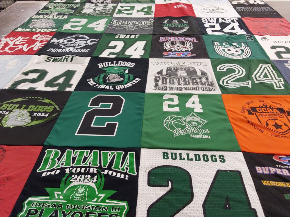 T-shirt quilt featuring batavia bulldogs football, batavia bulldogs basketball by Leia from OH