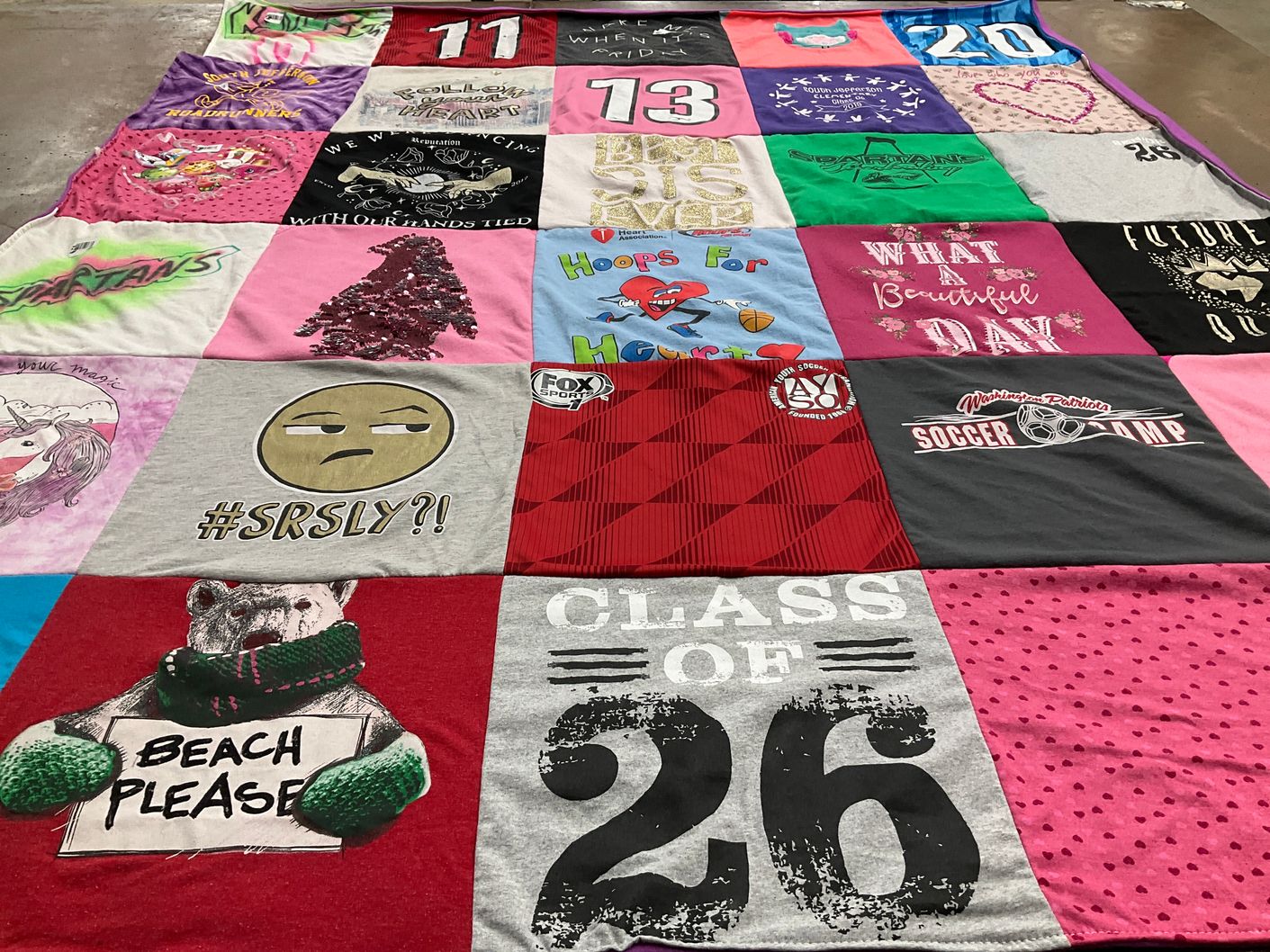 T-shirt quilt from washington patriots soccer camp by Kimberly Michelle from WV
