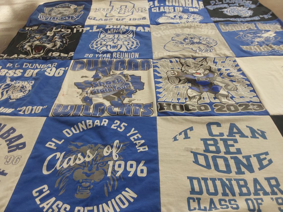 T-shirt quilt featuring pl dunbar wildcats by Tye from TX