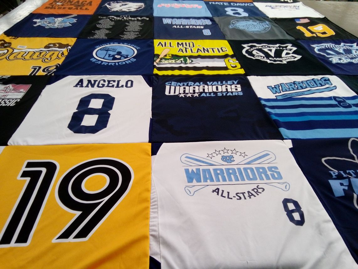 T-shirt quilt featuring central valley warriors, pittsburgh patriots by Melissa from PA