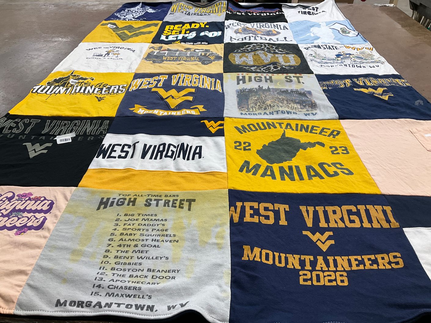 T-shirt quilt featuring west virginia mountaineers by Brooke from WV