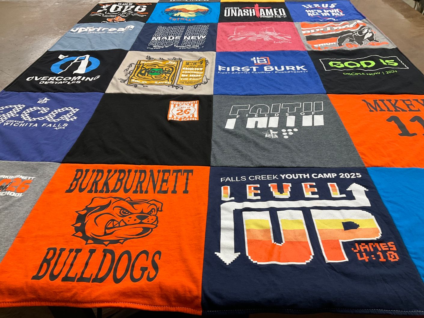 T-shirt quilt featuring burkburnett bulldogs by Charles from TX