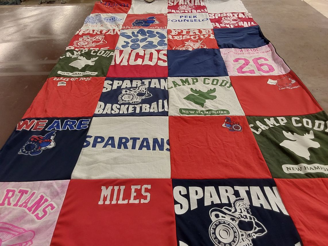 T-shirt quilt featuring spartan basketball by Shondelle from FL
