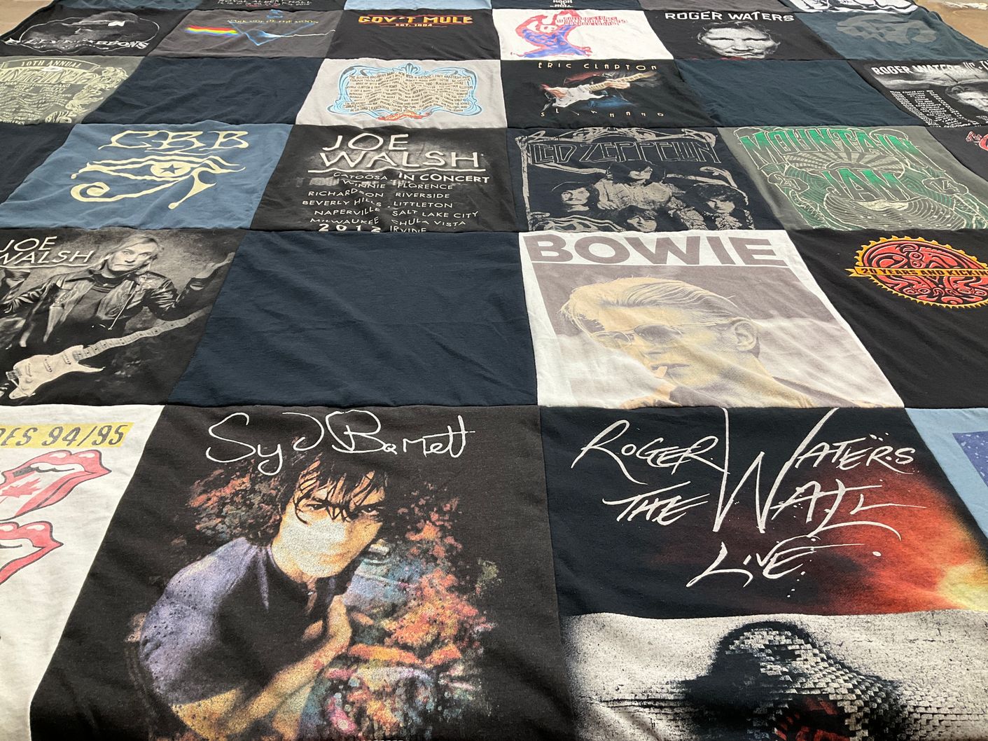 T-shirt quilt with music, rock themes by Gayle from NY