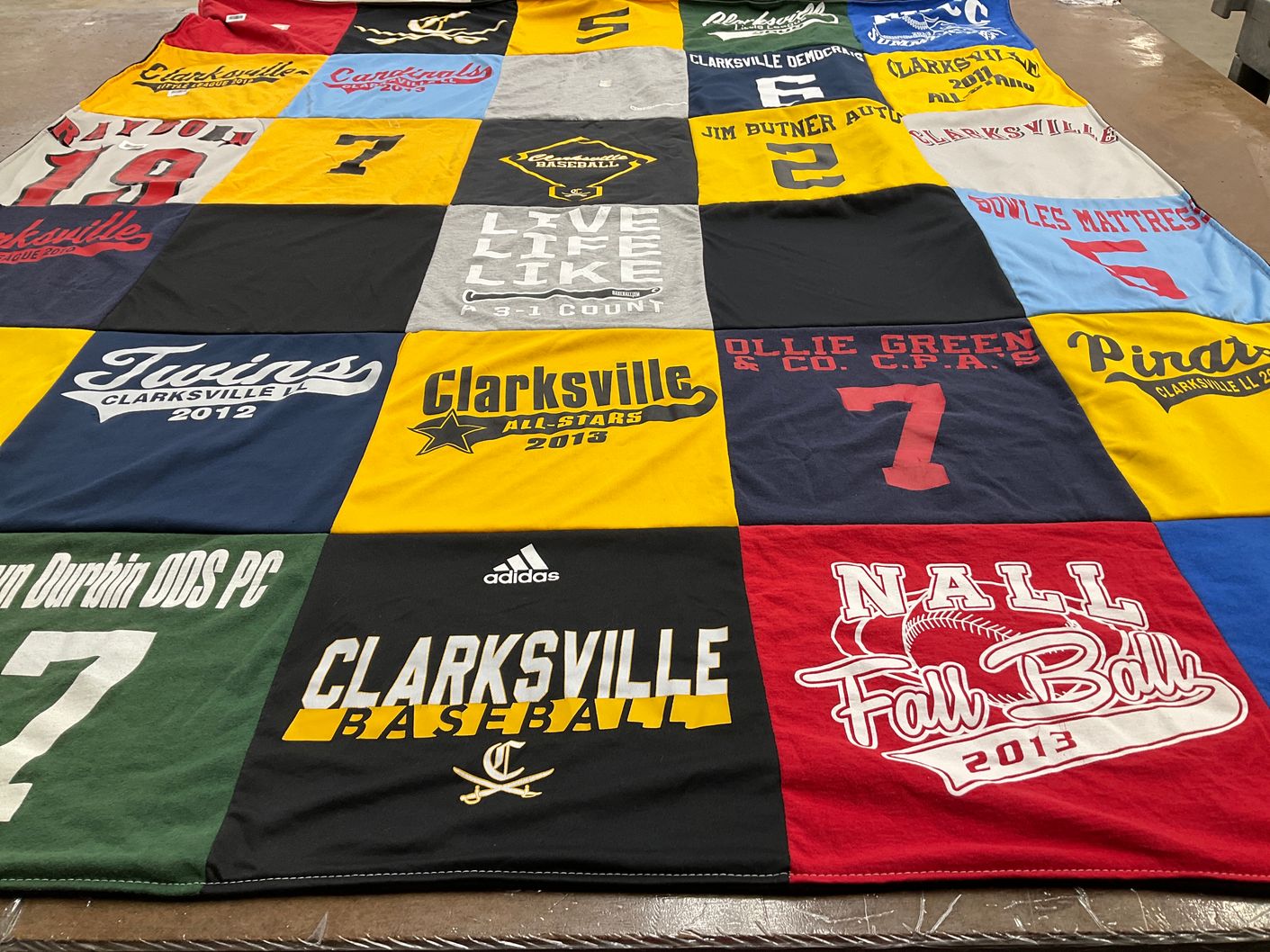 T-shirt quilt featuring clarksville baseball by Lauren from KY