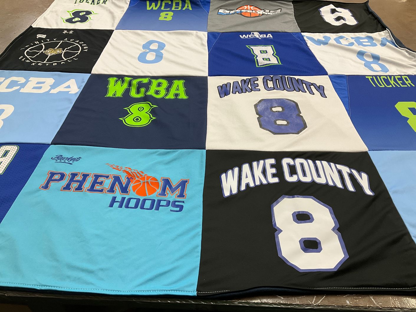 T-shirt quilt featuring wake county travel basketball, wcba by Sarah from NC