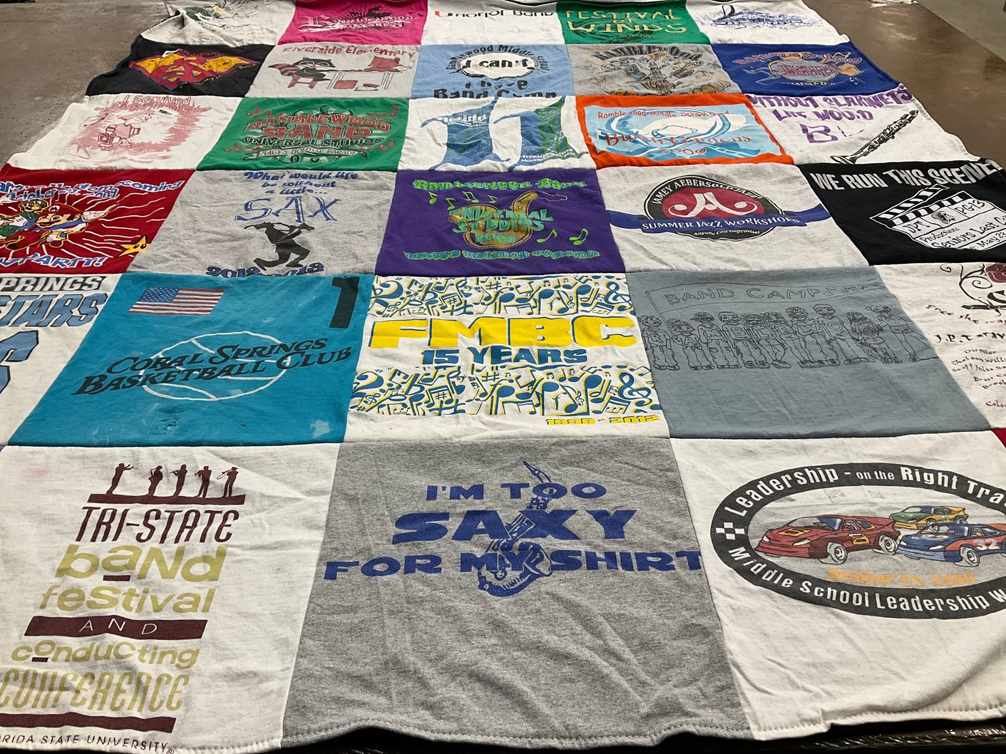 T-shirt quilt with music, band themes by Noelle from NJ