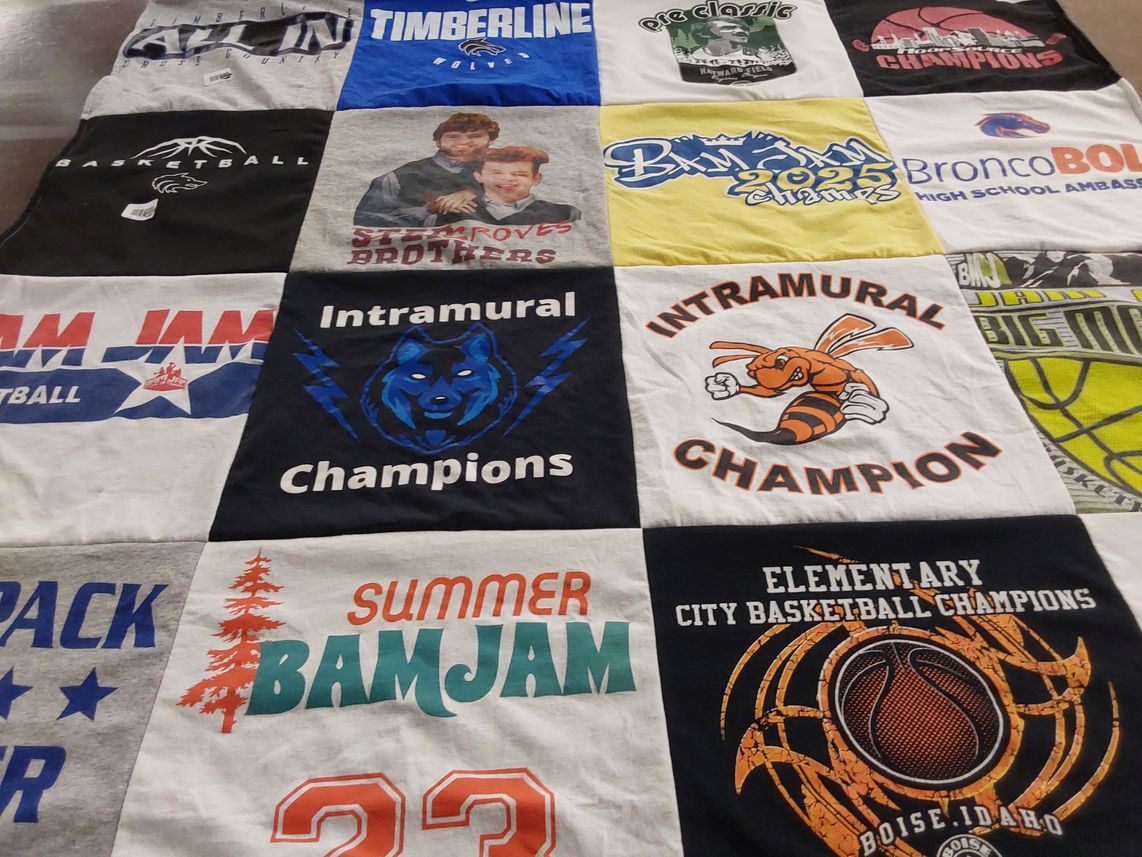 T-shirt quilt featuring bronco bol high school by Heather from ID