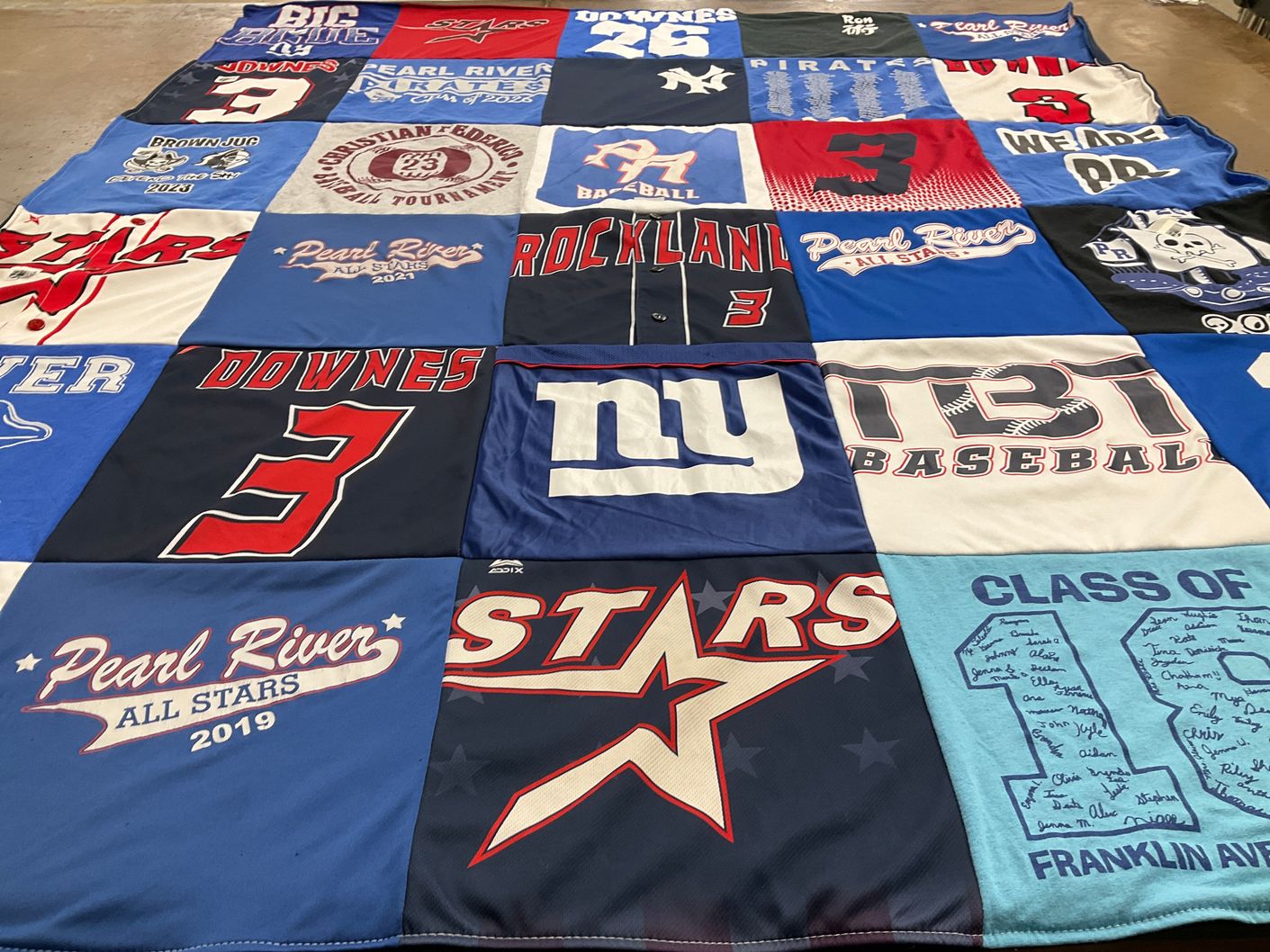 T-shirt quilt featuring pearl river all stars, rockland baseball by Patricia from NY