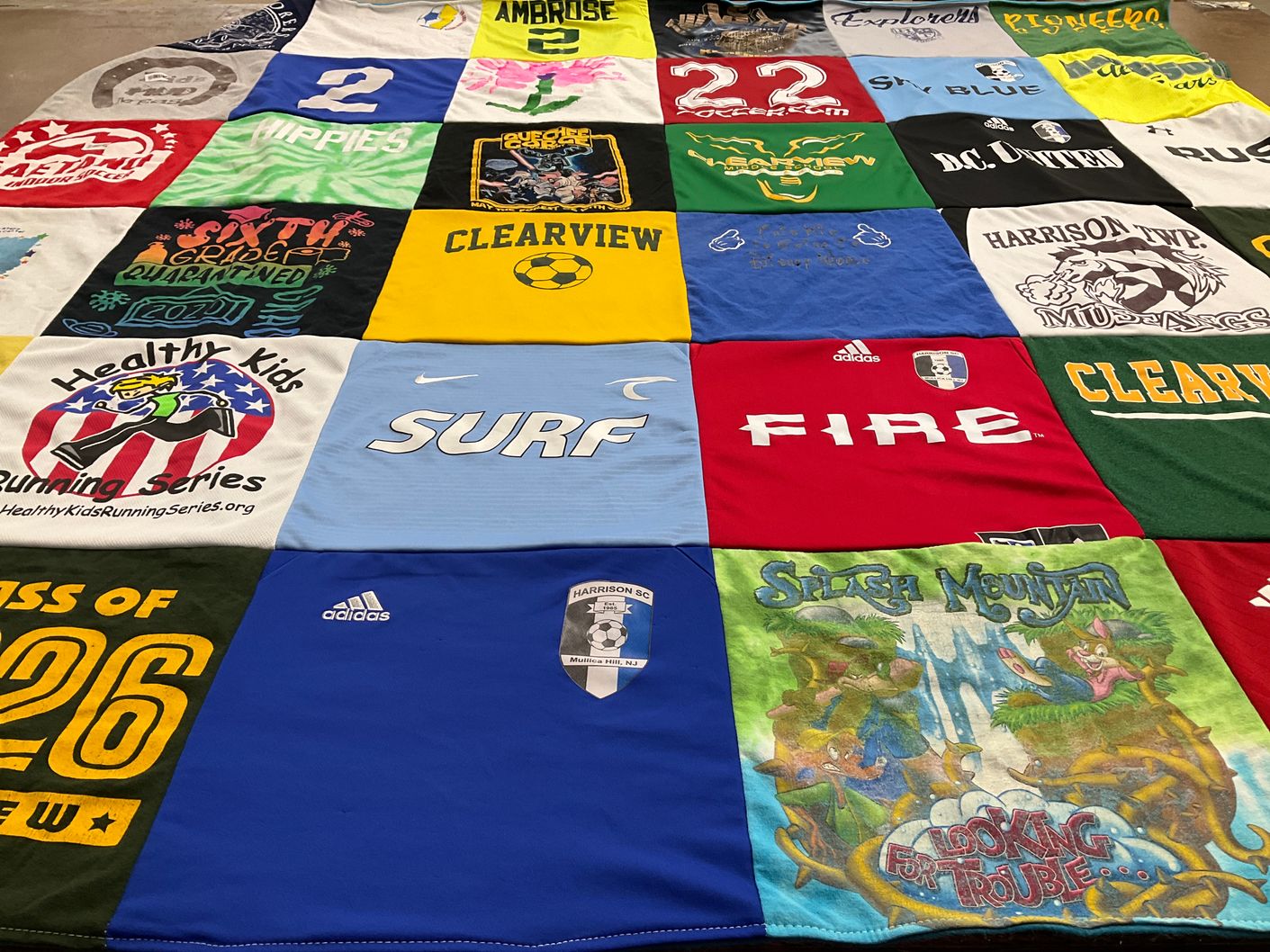 T-shirt quilt featuring harrison township mustangs by Denise from NJ
