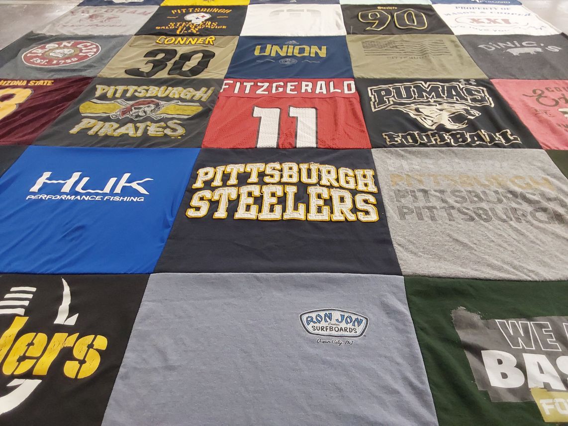 T-shirt quilt featuring pittsburgh pirates, pittsburgh steelers by Debra from AZ