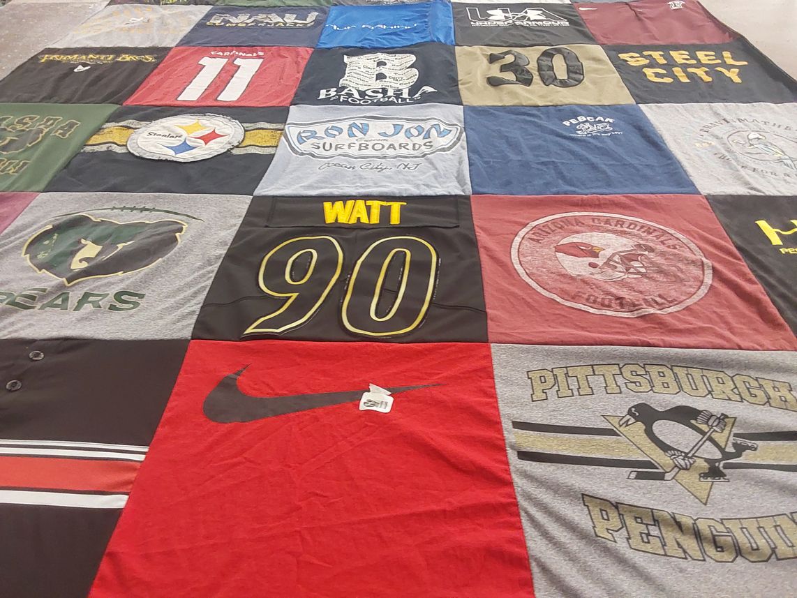 T-shirt quilt featuring arizona cardinals, pittsburgh penguins by Debra from AZ