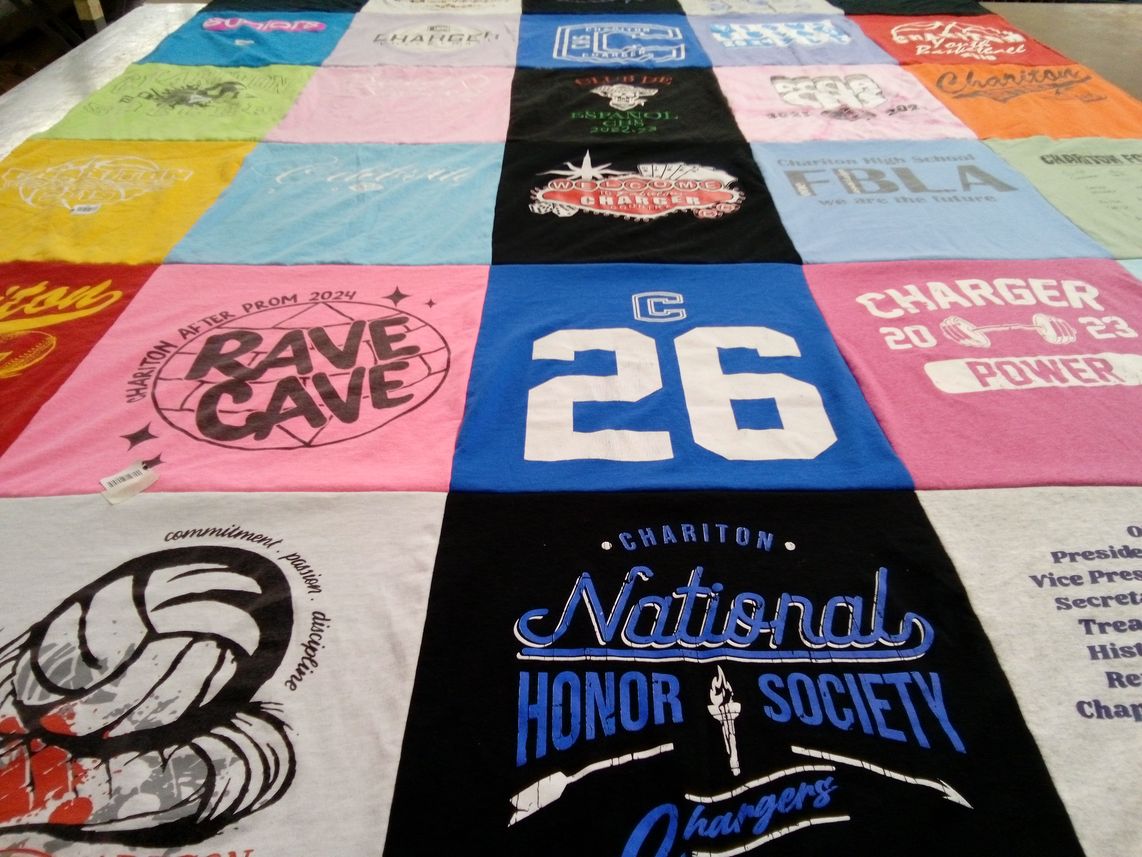 T-shirt quilt featuring chariton chargers by Tiffany from IA
