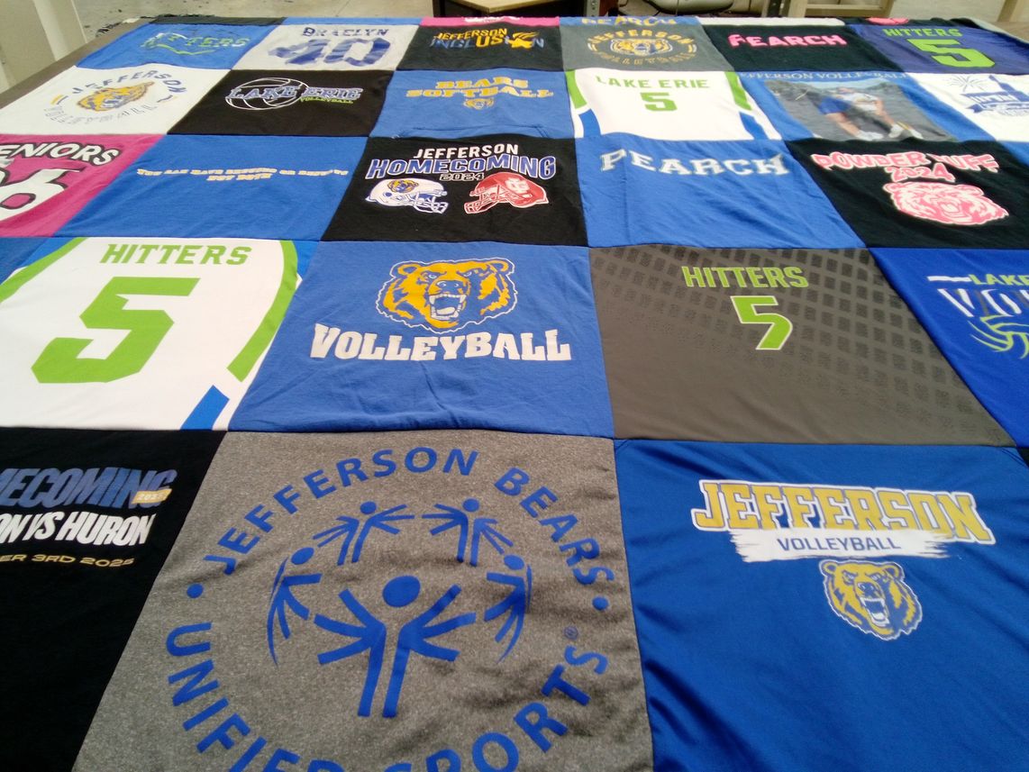 T-shirt quilt featuring jefferson volleyball, jefferson bears by Traci from MI