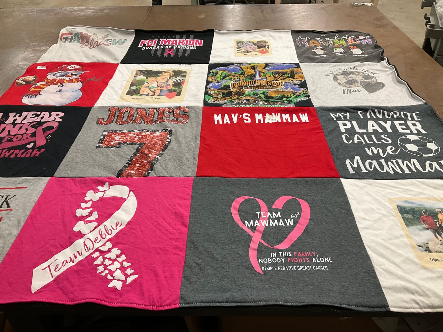 T-shirt quilt from federal correctional institution marion by Chelsea from IL