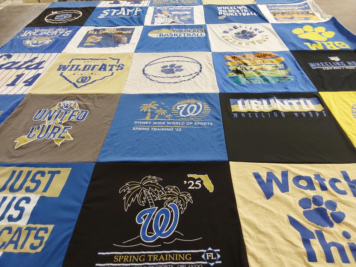 T-shirt quilt featuring wheeling university basketball, wheeling university wildcats by Ghida from IL