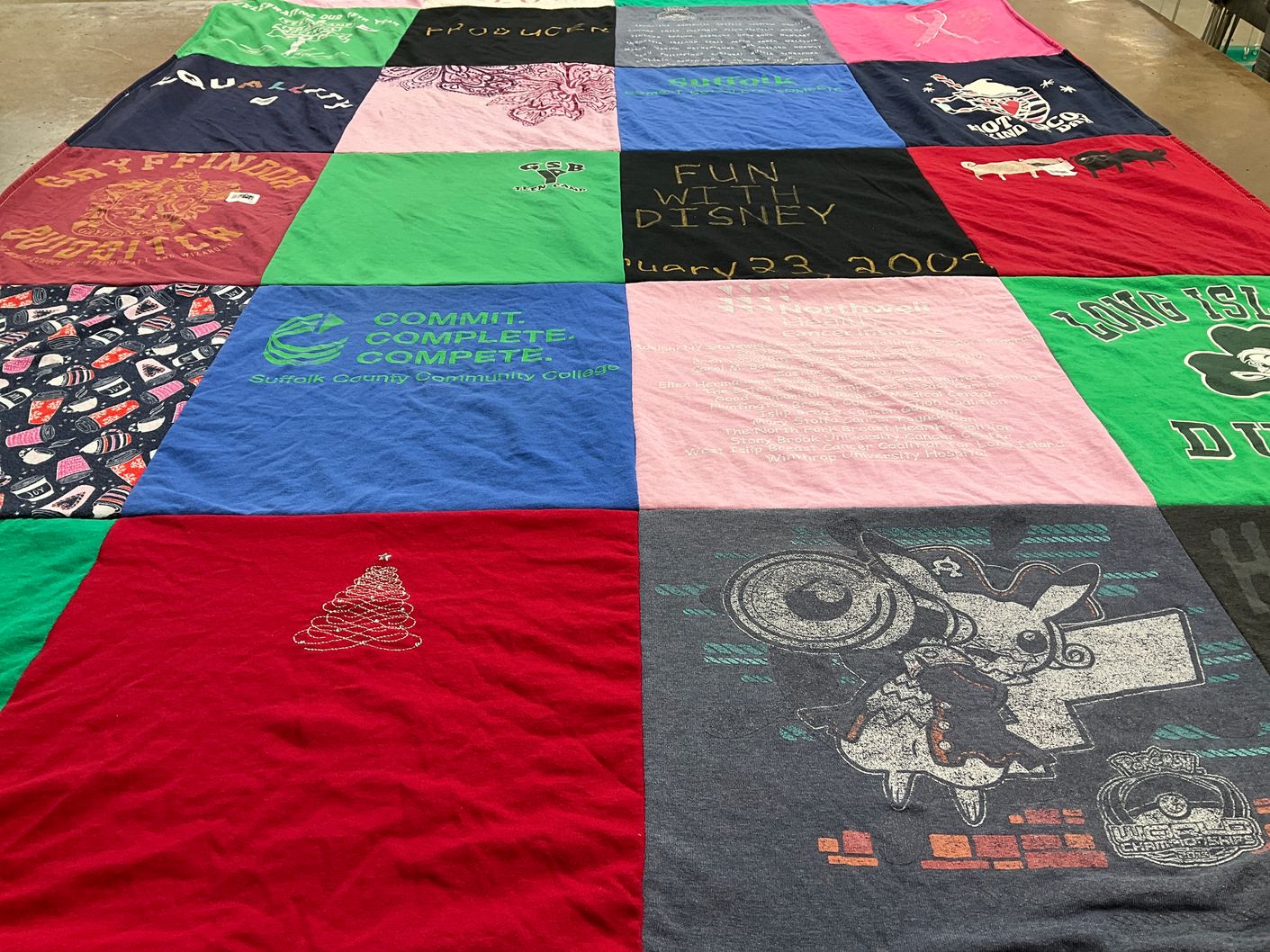 T-shirt quilt from suffolk county community college by Elizabeth from NY