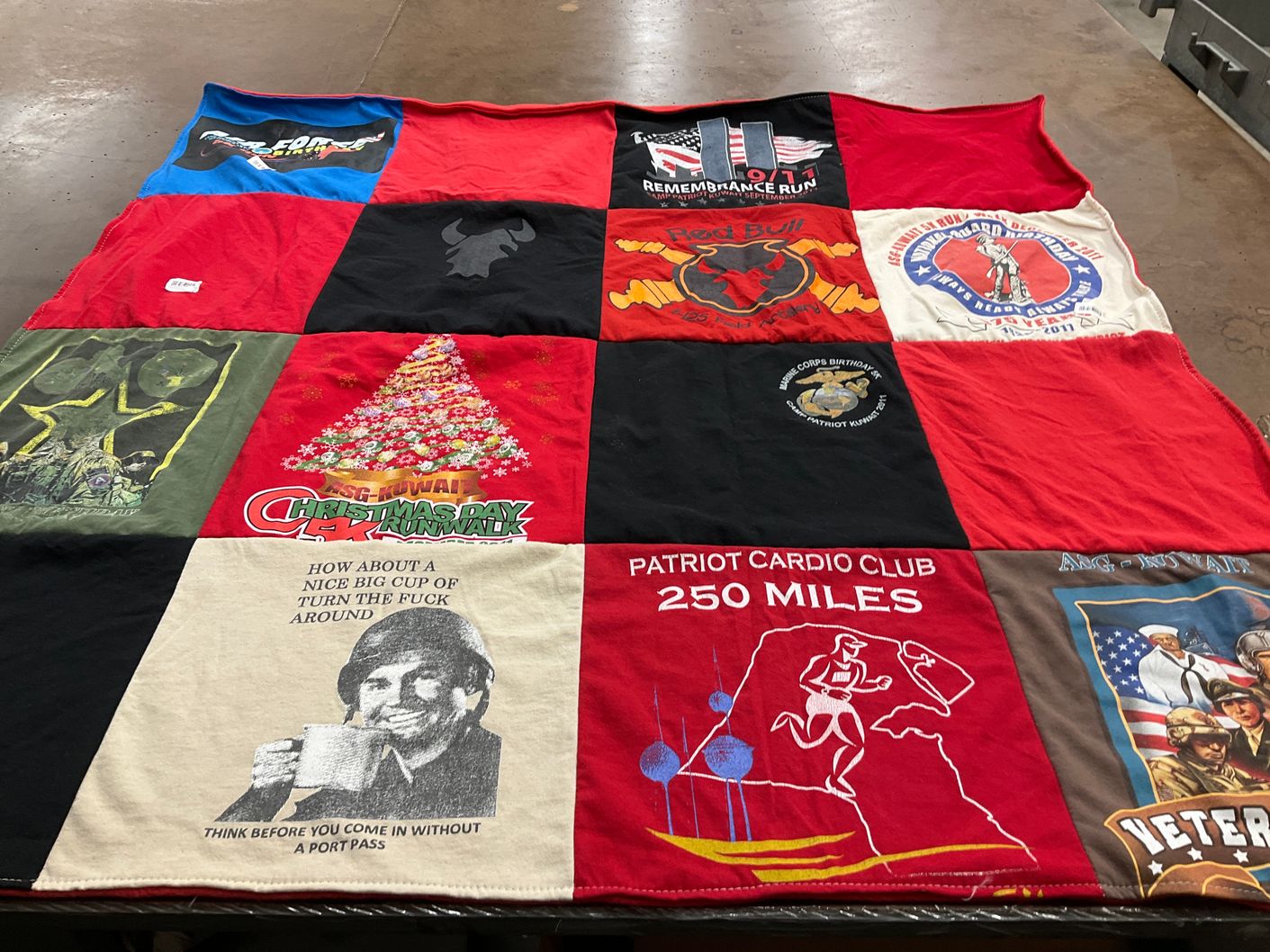 T-shirt quilt with fitness, running themes by kristy from MN