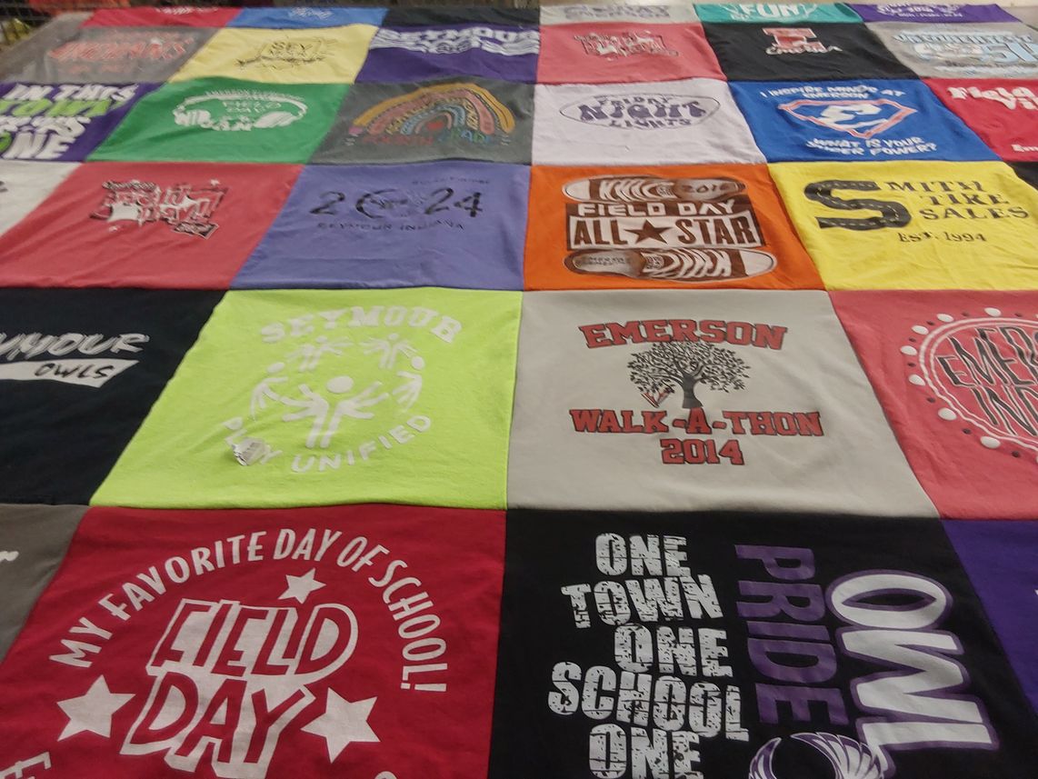 T-shirt quilt featuring smyr owls by Megan from IN