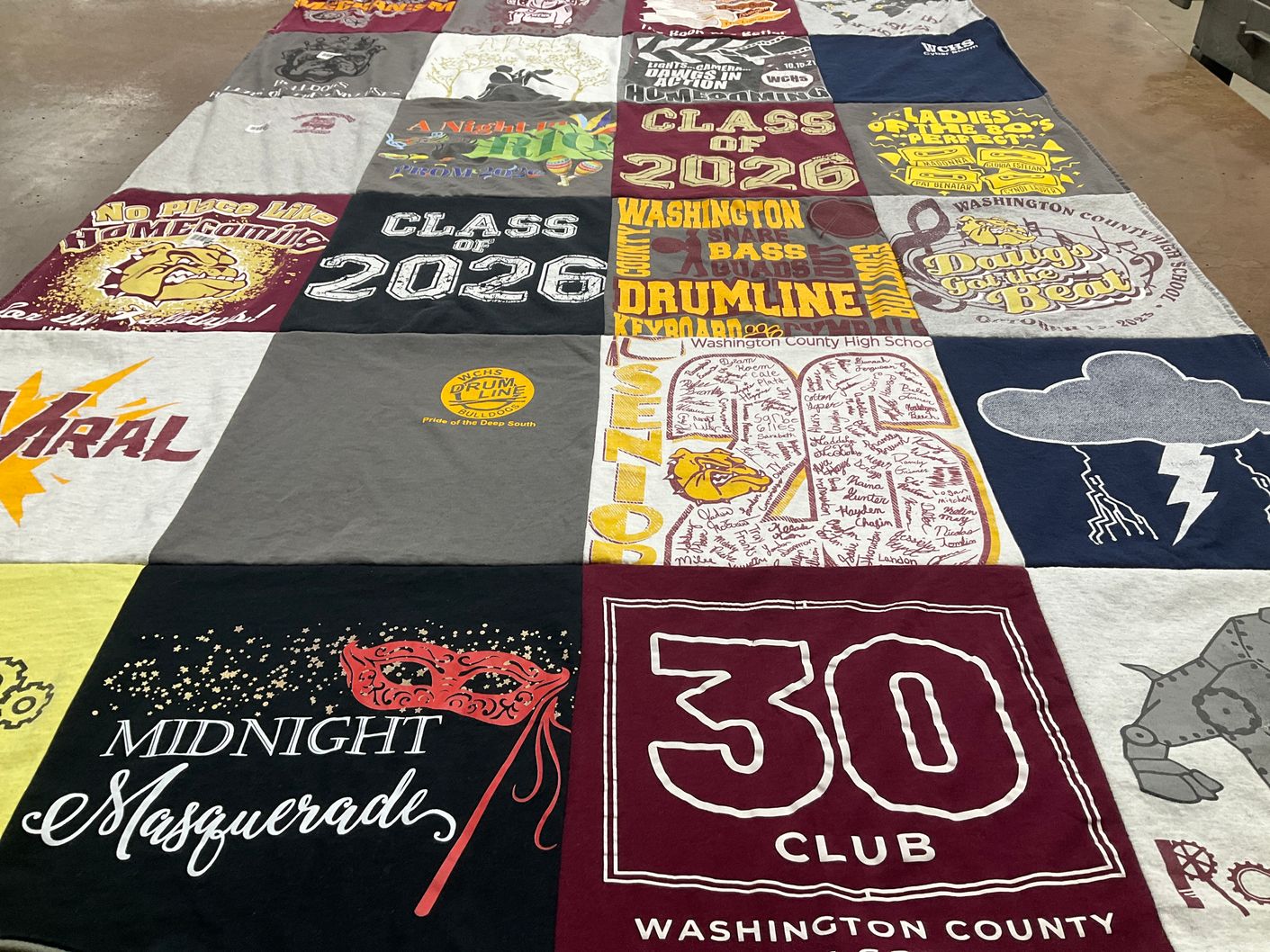 T-shirt quilt from washington county high school by Paula from AL