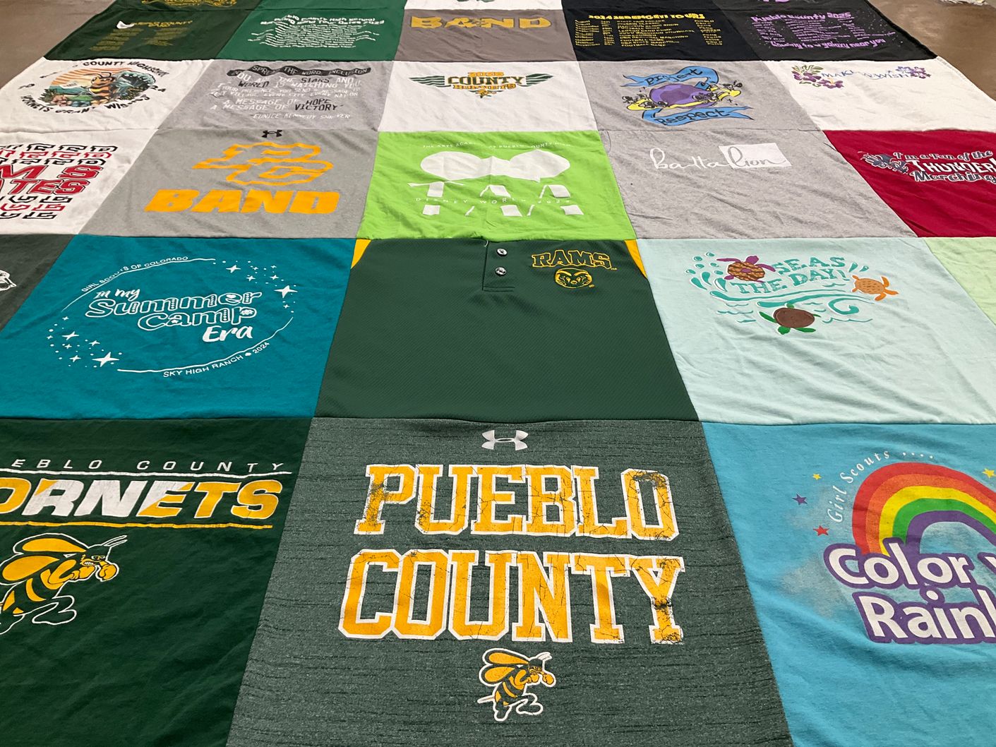 T-shirt quilt featuring pueblo county hornets, colorado state university rams by Jessica from CO