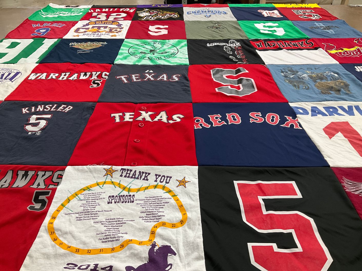 T-shirt quilt featuring warhawks baseball, red sox by Lauren from TX