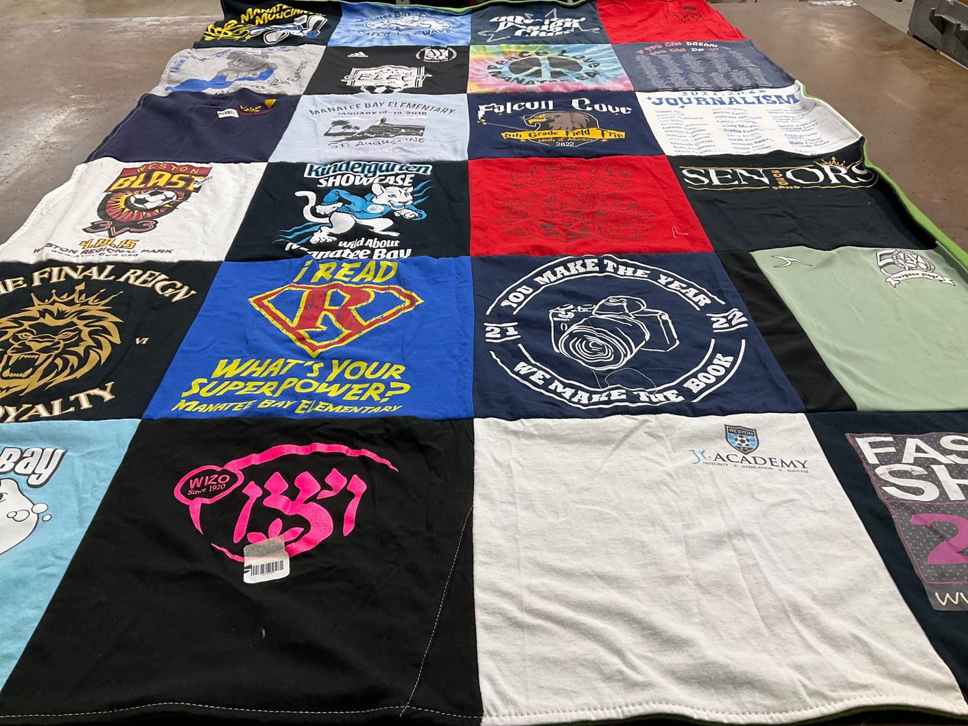 T-shirt quilt from manatee bay elementary, j.k. academy by noemi from FL