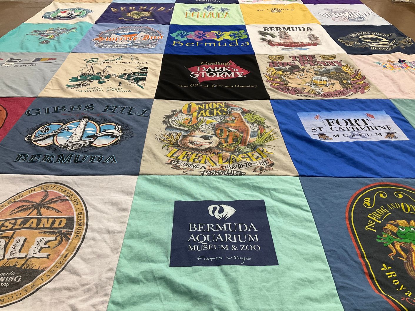 T-shirt quilt with travel, tourism themes by Jennifer from NJ