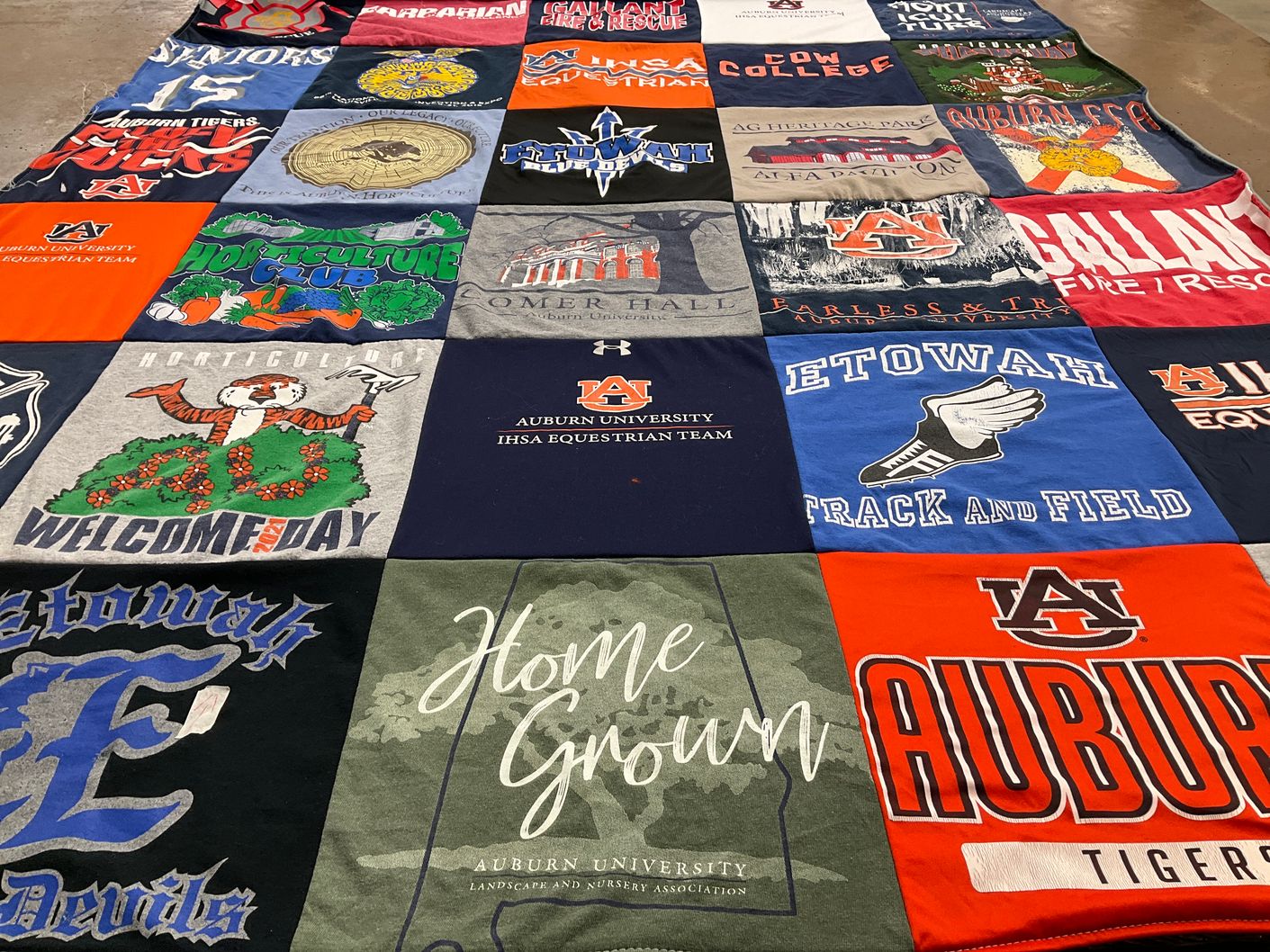 T-shirt quilt featuring auburn university equestrian team, etowah track and field by Jana from AL