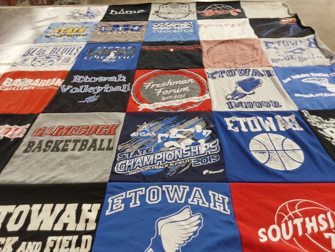 T-shirt quilt featuring etowah volleyball, etowah basketball by Jana from AL