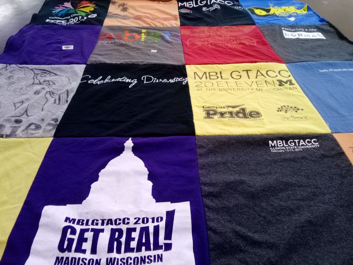 T-shirt quilt from university of michigan, illinois state university by Julie from FL