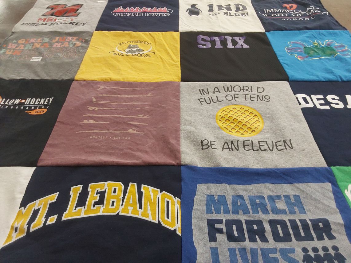 T-shirt quilt featuring towson university men's field hockey, bettendorf bulldogs by Katherine from MD