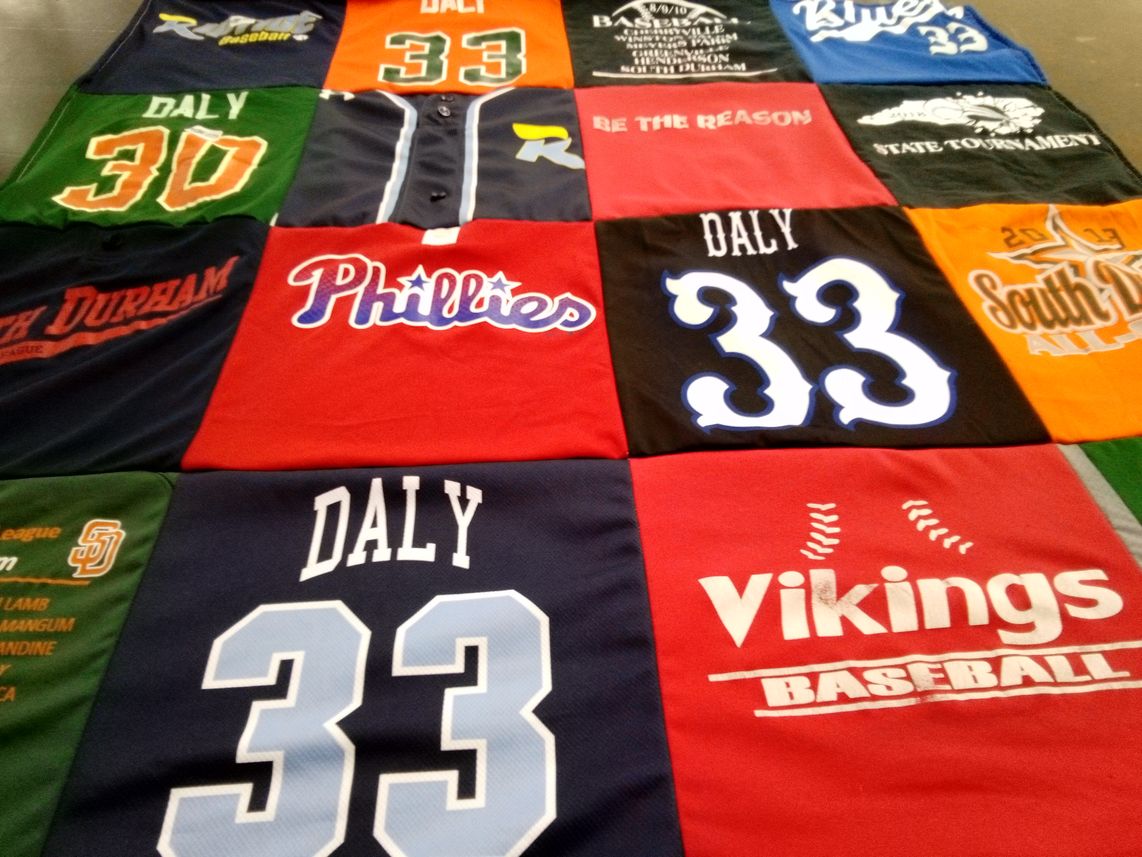 T-shirt quilt featuring vikings baseball by Suzanne from NC