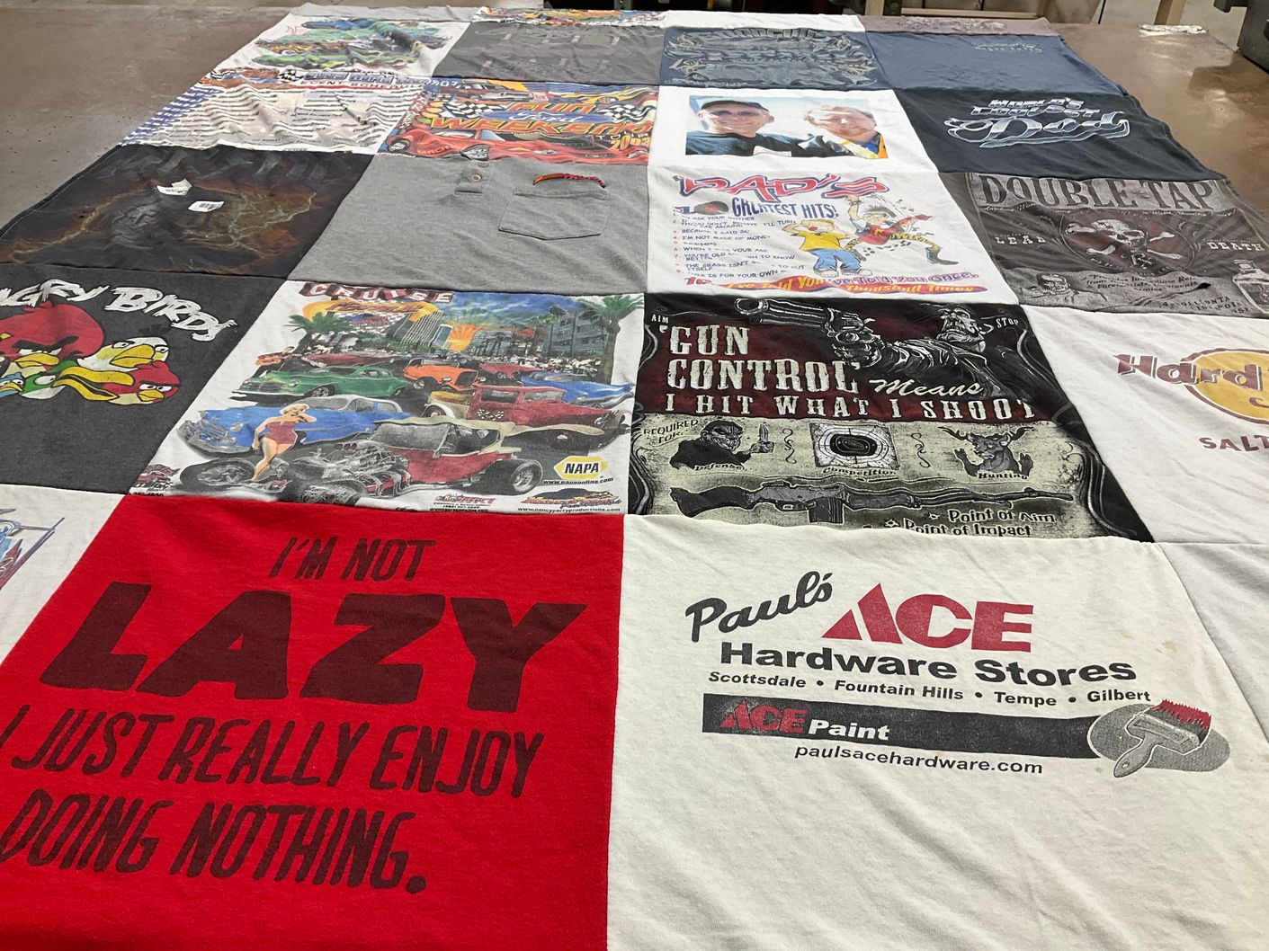 T-shirt quilt with cars, sports themes by Christelle from AZ