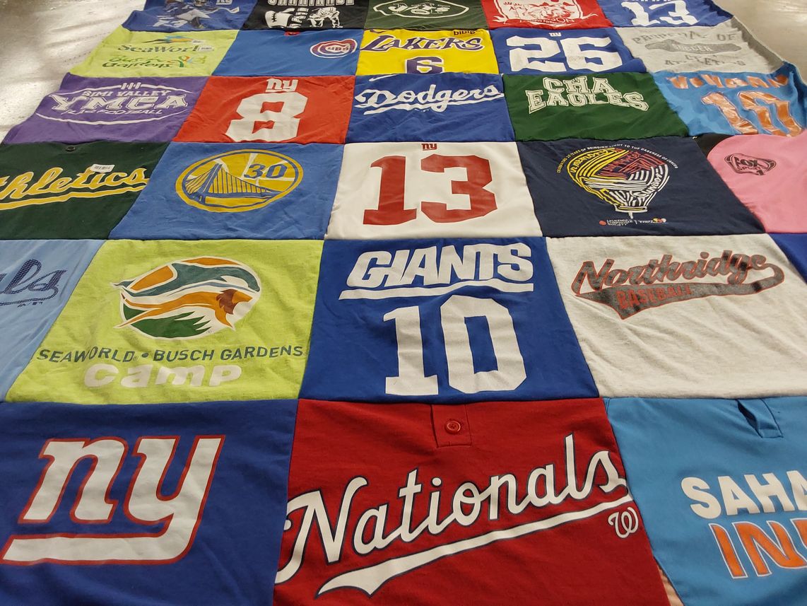 T-shirt quilt featuring new york giants, washington nationals by Vinta from CA